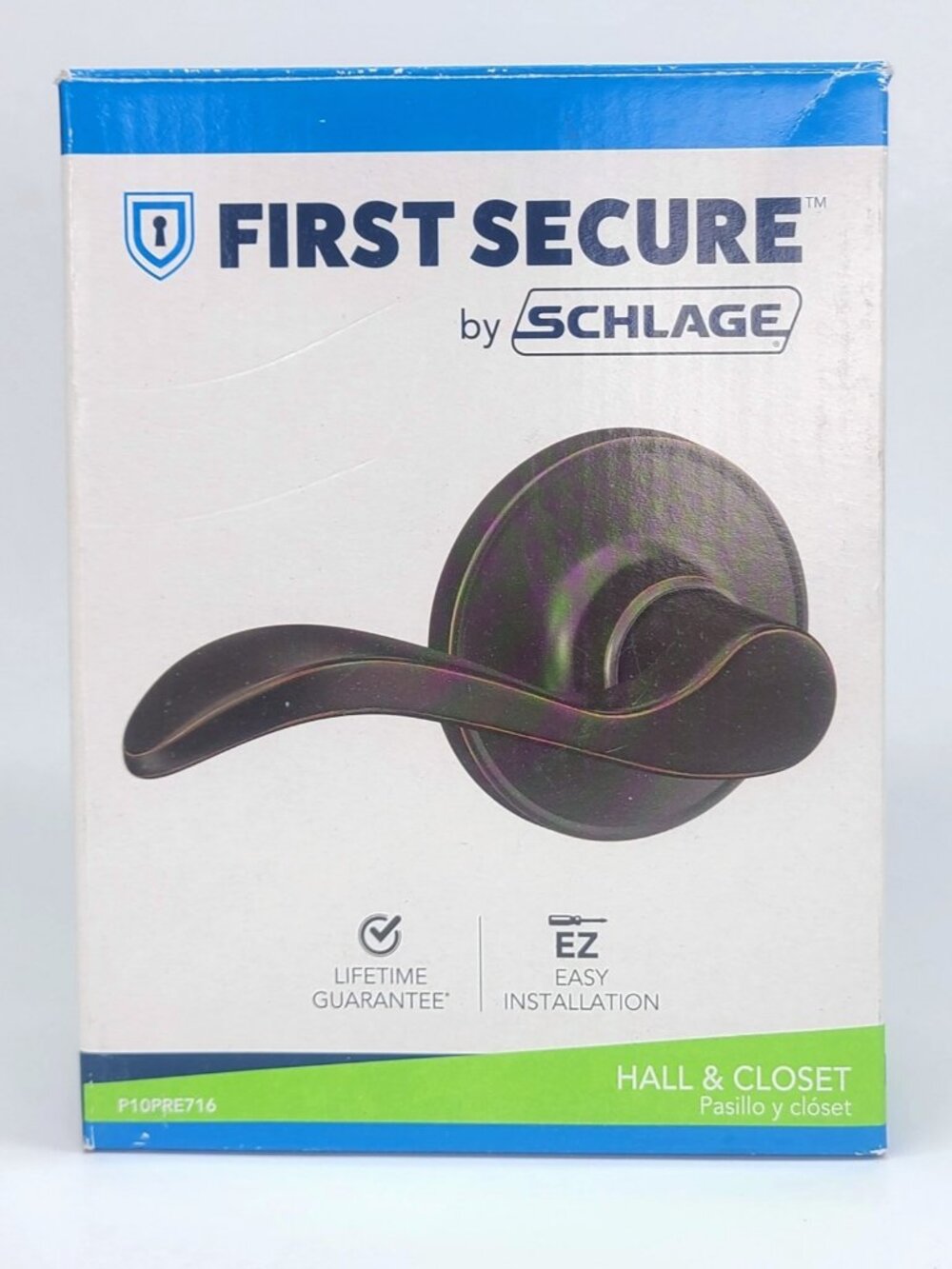 First Secure by Schlage Presley NEW Aged Bronze Non-Locking Passage Door Lever
